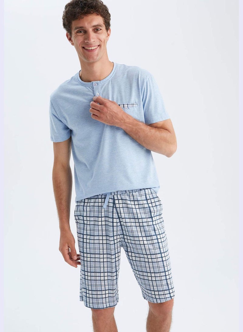 DeFacto 2 Pack Man Regular Fit Crew Neck Short Sleeve Homewear Knitted Sets - Image 1