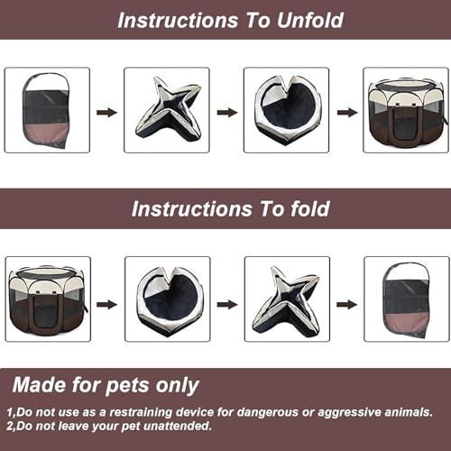 HEPEENG Portable Pet Puppy Dog Cat Playpen, 8-Panel Indoor/Outdoor Puppy Pen with Shade Cover & Travel Bag - Waterproof Dog Cat Tent - Image 5
