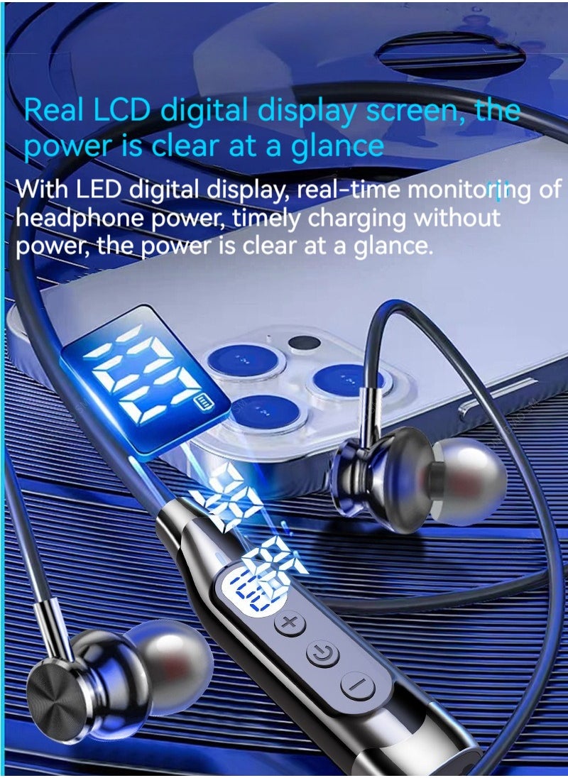 Generic Neck-mounted digital display Bluetooth headset, ultra-long standby sports noise-cancelling headset (cool black)  - Image 3