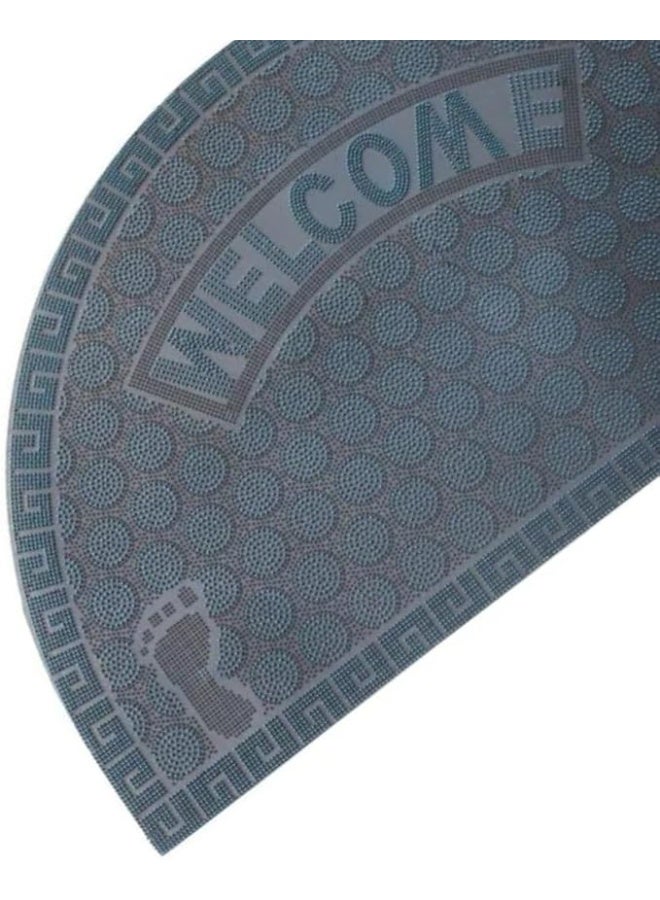 Half Round Door Mat Welcome Non Slip Entrance Floor Mat Durable Rubber Doormat Indoor Outdoor Dirt Trap Shoe Scraper Mat For Home Entrance Patio Bathroom Floor Rug (Blue) - Image 2