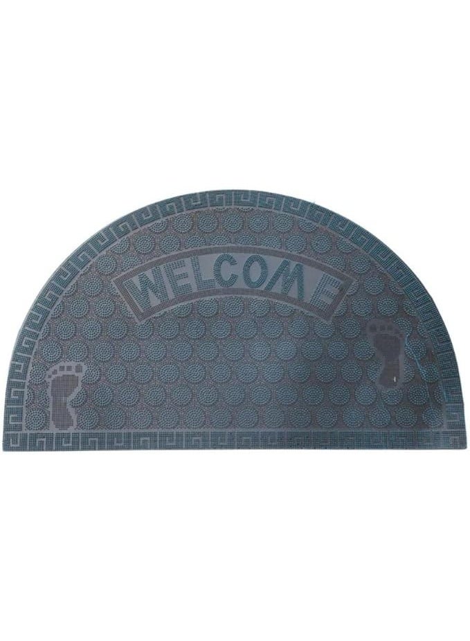 Half Round Door Mat Welcome Non Slip Entrance Floor Mat Durable Rubber Doormat Indoor Outdoor Dirt Trap Shoe Scraper Mat For Home Entrance Patio Bathroom Floor Rug (Blue) - Image 3