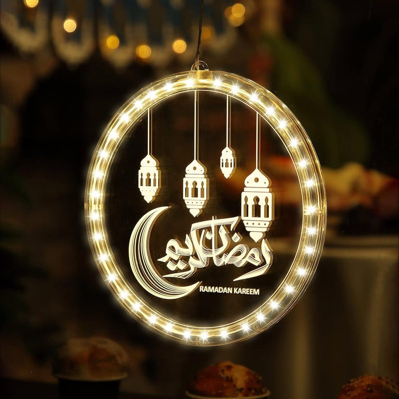 كلاراكو أضواء رمضان كريم ثلاثية الأبعاد، أضواء خرافية إسلامية على شكل قمر ونجمة، ديكورات نوافذ إسلامية تعمل بالبطارية على الطراز الإسلامي للاستخدام الخارجي أو الداخلي أو غرفة النوم أو ديكور الحفلات - Image 2