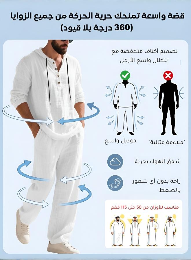 Men's Ultra-Lightweight Loungewear Set - Breathable Long-Sleeve Hooded Top & Trousers, Thin Relaxed Fit Summer Loungewear Set - Image 5