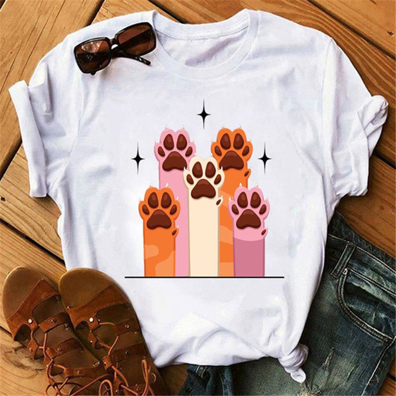 [Same day] cross-border supply of T-shirt printed T-shirt women's short-sleeved women's clothing - Image 1