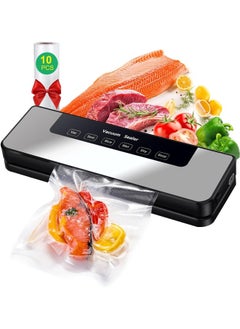 Vacuum Sealer, Food Vacuum Sealer Machine with 65 KPA Powerful Suction, 30MM Longer Seal Food Sealer for Dry and Moist Food Fresh Preservation with 10Pcs Vacuum Sealers Bags