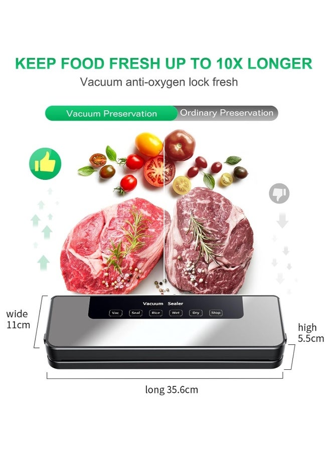 NIBEMINENT - Vacuum Sealer, Food Vacuum Sealer Machine with 65 KPA Powerful Suction, 30MM Longer Seal Food Sealer for Dry and Moist Food Fresh Preservation with 10Pcs Vacuum Sealers Bags - Image 1