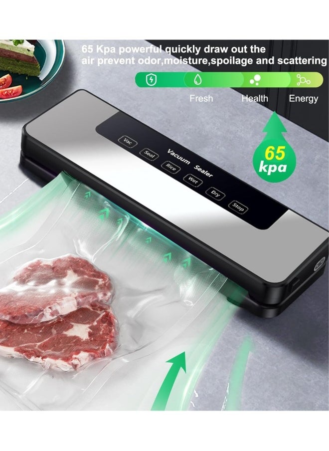 NIBEMINENT - Vacuum Sealer, Food Vacuum Sealer Machine with 65 KPA Powerful Suction, 30MM Longer Seal Food Sealer for Dry and Moist Food Fresh Preservation with 10Pcs Vacuum Sealers Bags - Image 1