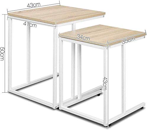 INDIAN DECOR INDIAN DECOR 45709 Nesting Sofa Tables Set of 2 Nest Side Table MDF White  - Image 3