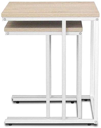 INDIAN DECOR INDIAN DECOR 45709 Nesting Sofa Tables Set of 2 Nest Side Table MDF White  - Image 5
