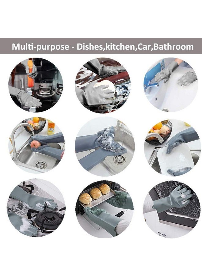 EASYMART EASYMART Gloves Magic Silicone Dish Washing Gloves, Silicon Cleaning Gloves, Silicon Hand Gloves for Kitchen Dishwashing and Pet Grooming, Great for Washing Dish, Car, Bathroom (Multicolor, 1 Pair)  - Image 3