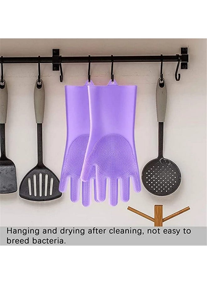 EASYMART EASYMART Gloves Magic Silicone Dish Washing Gloves, Silicon Cleaning Gloves, Silicon Hand Gloves for Kitchen Dishwashing and Pet Grooming, Great for Washing Dish, Car, Bathroom (Multicolor, 1 Pair)  - Image 4