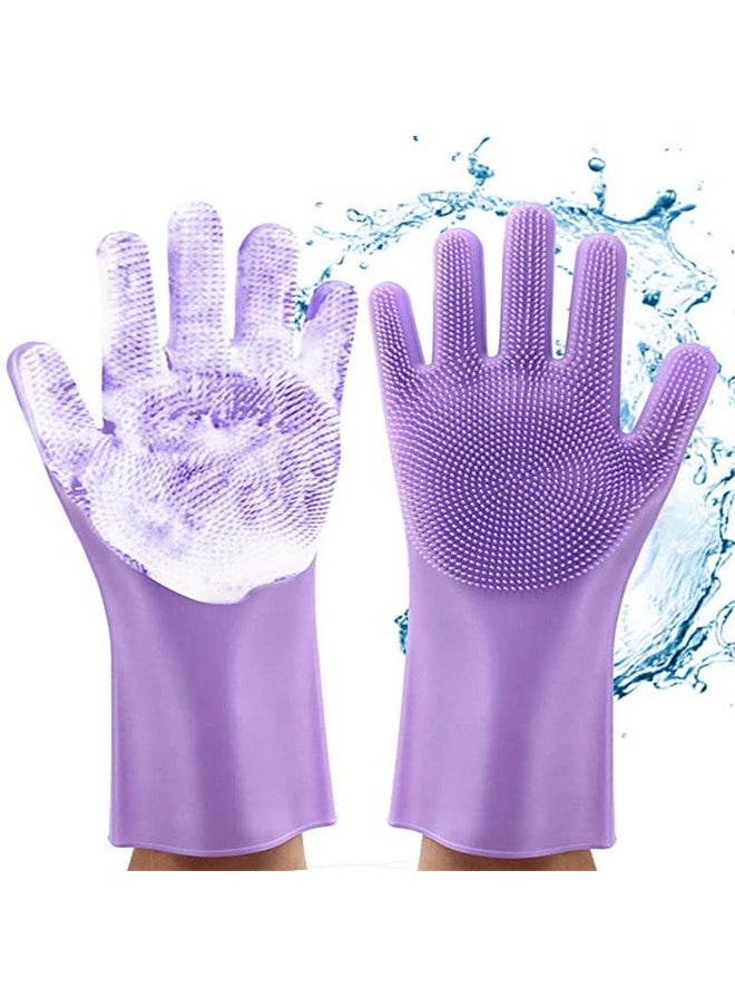 EASYMART EASYMART Gloves Magic Silicone Dish Washing Gloves, Silicon Cleaning Gloves, Silicon Hand Gloves for Kitchen Dishwashing and Pet Grooming, Great for Washing Dish, Car, Bathroom (Multicolor, 1 Pair)  - Image 5