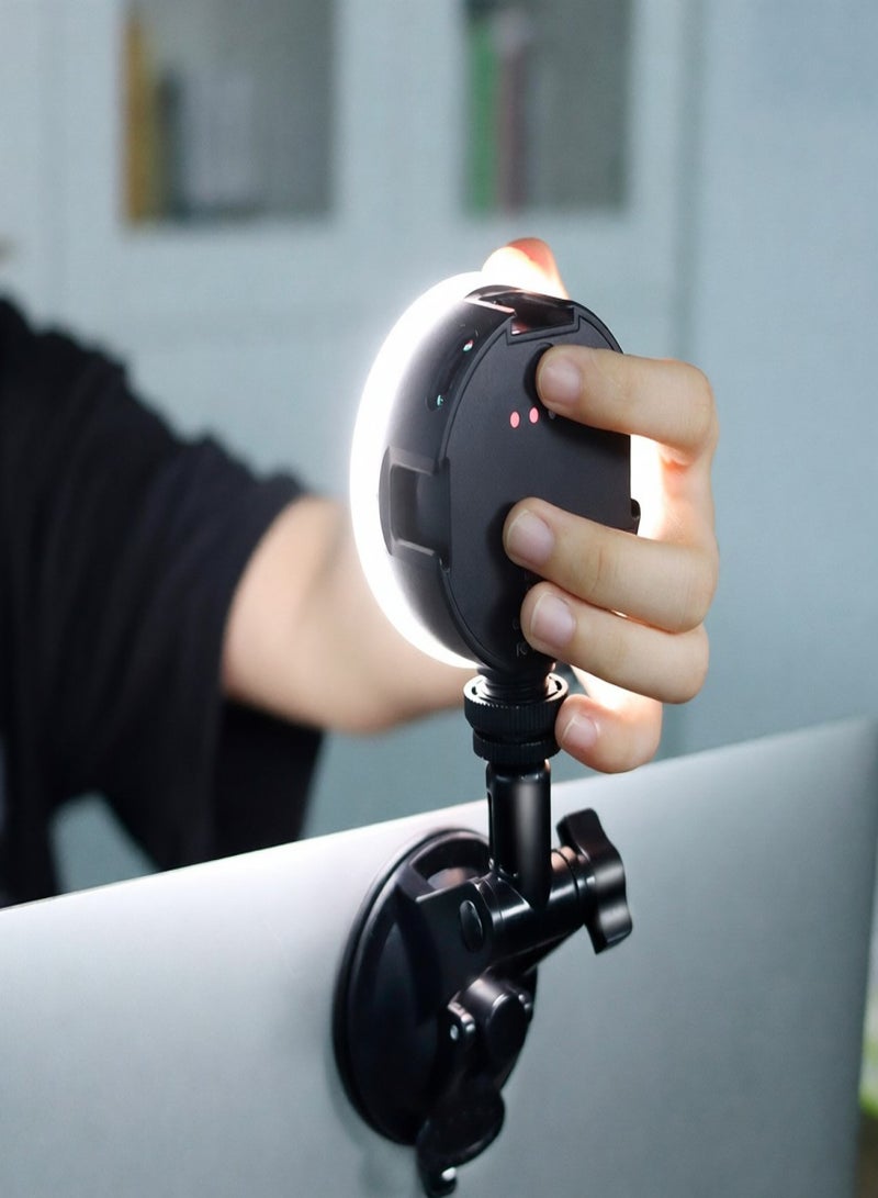 VIJIM VL69KIT Video LED Light Fill Light with Suction Cup 6-Watt 2500K-6500K Color Temperature Stepless Dimmable 270° Tilt Adjusting with Cold Shoe Built-in 2000mAh Battery for Computer Chatting Conference Meeting Camera Video Lighting - Image 5