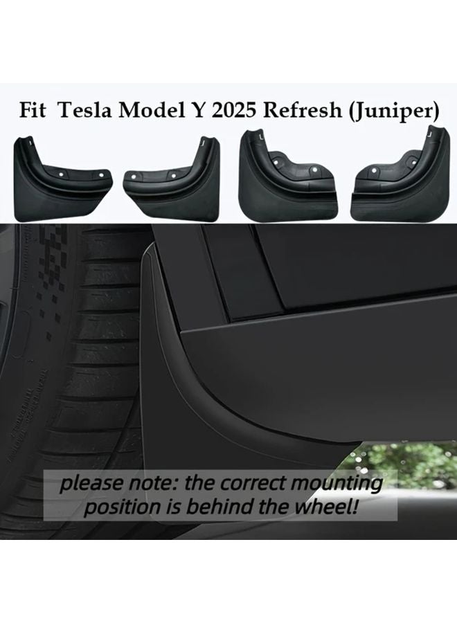 2025 Tesla Model Y Juniper Mud Flaps 4pcs Drill Free Splash Guards Tire Protection - Image 5