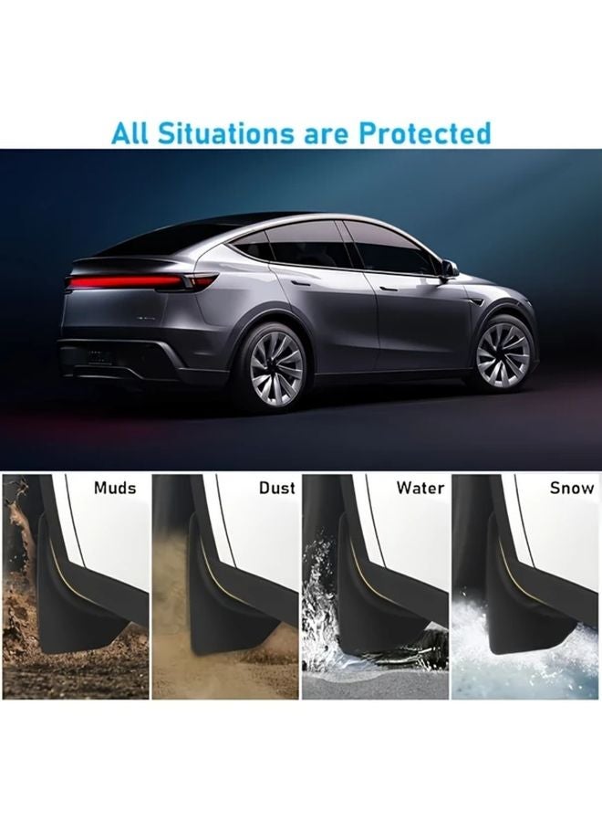 2025 Tesla Model Y Juniper Mud Flaps 4pcs Drill Free Splash Guards Tire Protection - Image 2