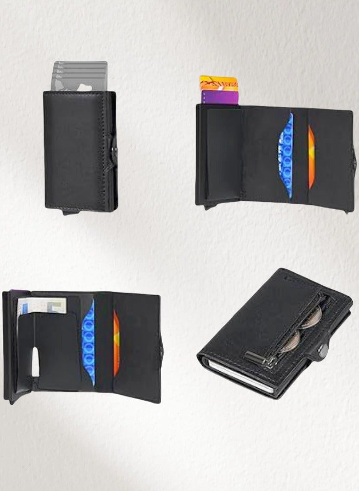 Men's Premium RFID Blocking Leather Card Holder - Anti-Theft Credit Card Wallet with Magnetic Closure & Coin Pocket - Ideal Gift for Men  - Image 5
