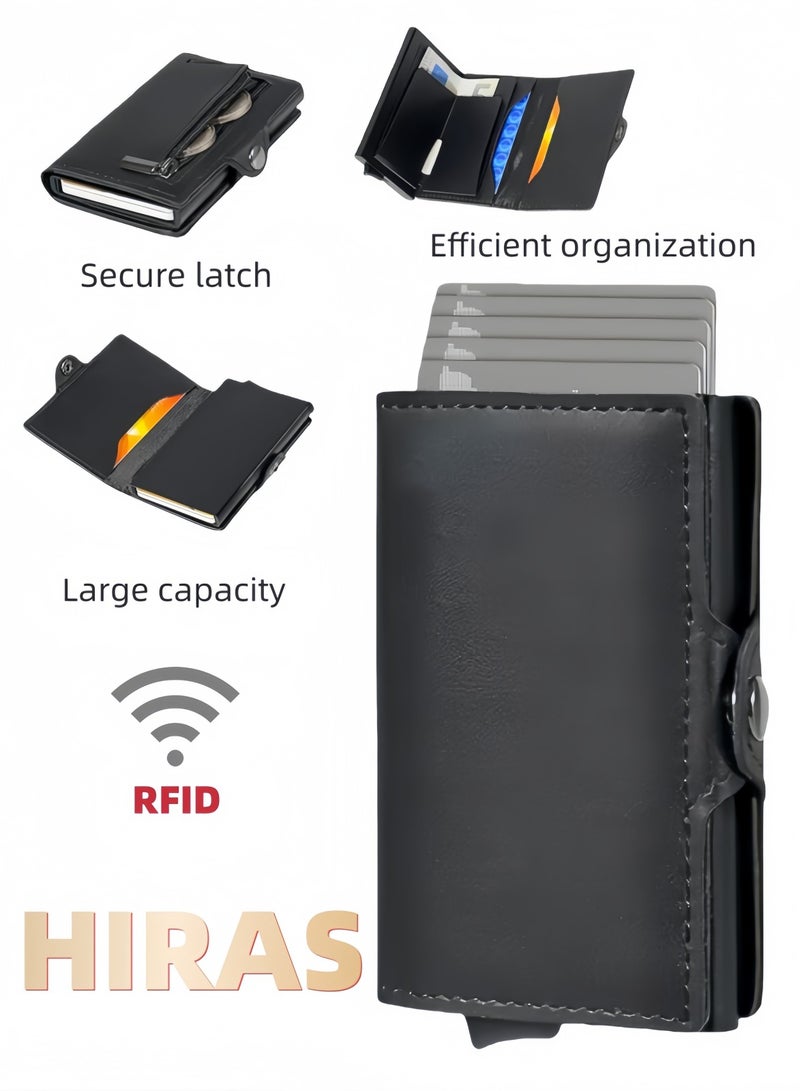 حِرَاس محفظة بطاقات رجالية بطبقة حماية من القراءة اللاسلكية - محفظة أمان ضد السرقة بإغلاق مغناطيسي وجيب للنقود -هدية رجالية مميزة - Image 1