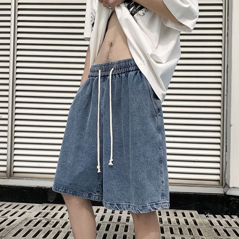 American Retro Denim Shorts Boys Summer Loose Straight Five-Point Pants High Street Fashion Brand Casual - Image 3