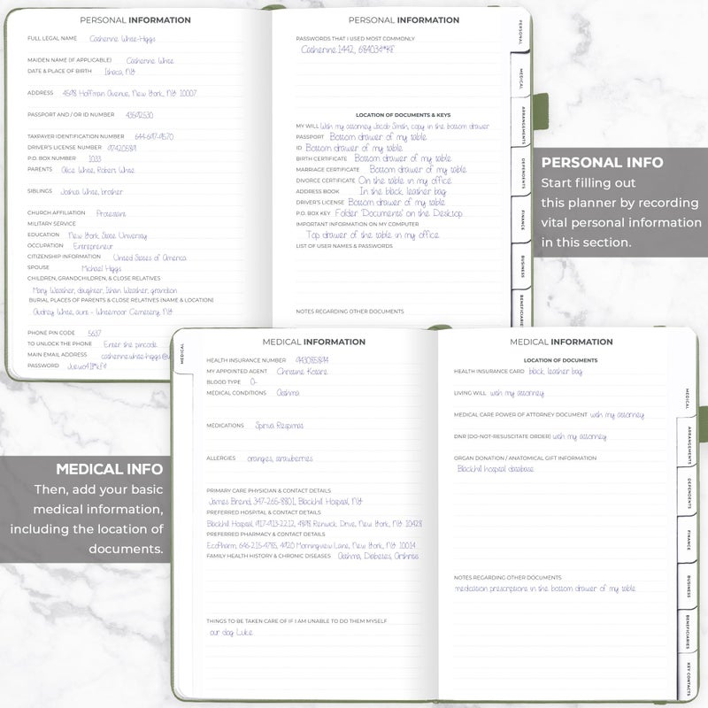 Clever Fox Large End of Life Planner â€“ Guided Final Arrangements Organizer Notebook for Instructions, Beneficiary Info, Will Preparation, Last Wishes & Funeral Planning â€“ 8.5" x 11" (Cypress) - Image 3