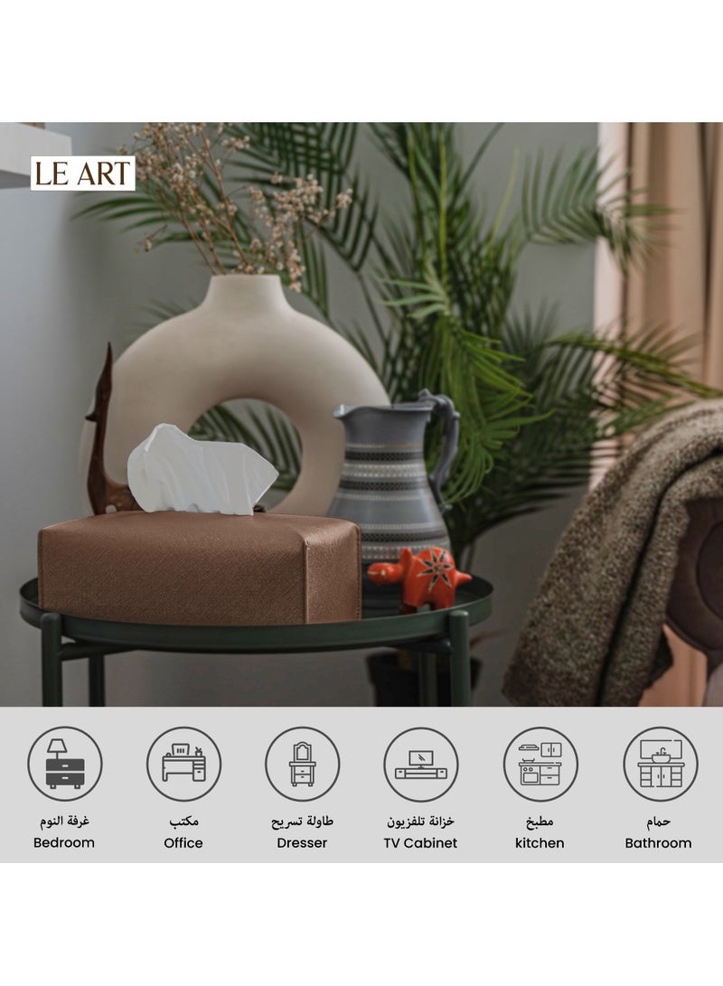 LeArt Leather Tissue Box Cover – Home Decorations for Living Room, Bedroom and Office | Car Tissue Holder | Tissue Holder | Tissue Box Holder for Car | Tissue Box Cover for Car (Metallic Bronze) - Image 3
