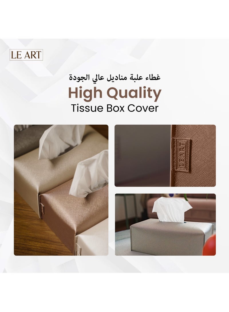 LeArt Leather Tissue Box Cover – Home Decorations for Living Room, Bedroom and Office | Car Tissue Holder | Tissue Holder | Tissue Box Holder for Car | Tissue Box Cover for Car (Metallic Bronze) - Image 4
