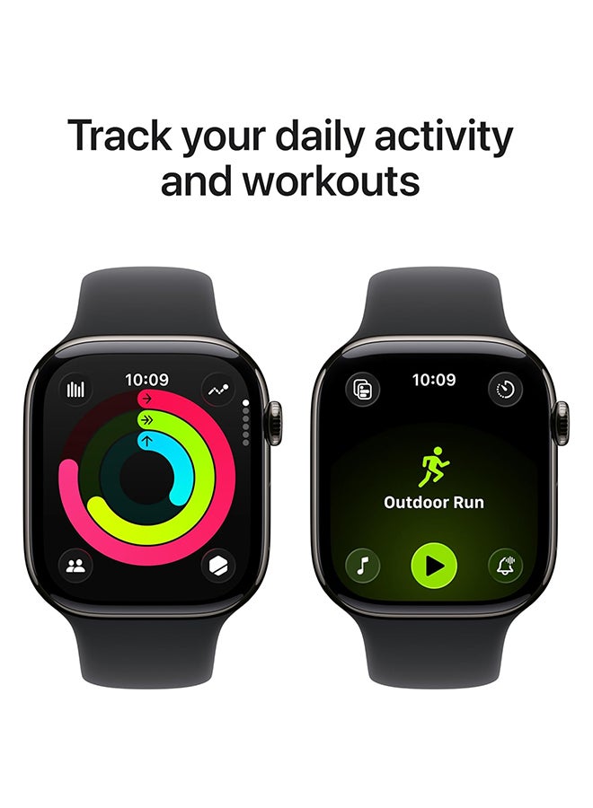 Apple Watch Series 11 GPS + Cellular 46mm (Middle East Version) Slate Titanium Case With Black Sport Band Slate Case - M/L - Image 5