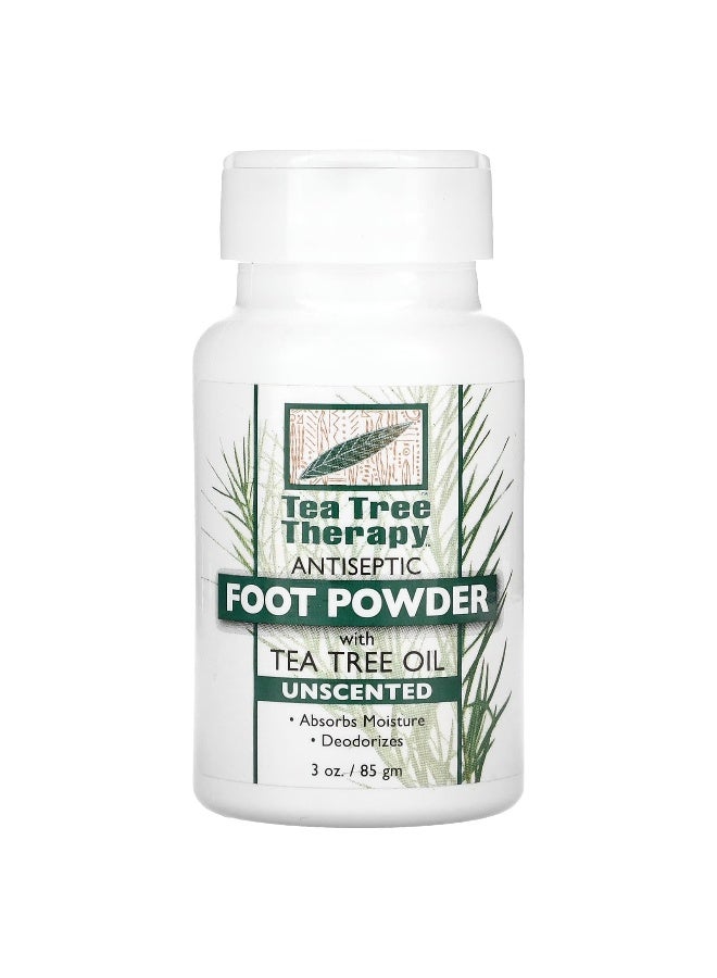 Tea Tree Therapy, Antiseptic Foot Powder With Tea Tree Oil, Unscented, 3 oz (85 gm) - Image 1