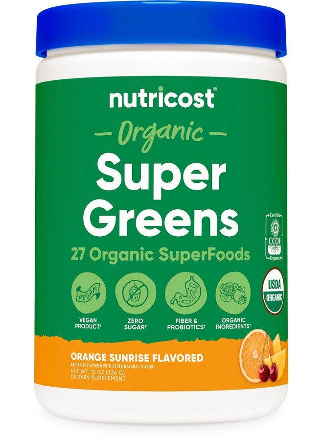 Nutricost Organic Super Greens Powder (30 Servings) Orange Sunrise Flavor - Superfood Supplement Drink Mix - Image 1