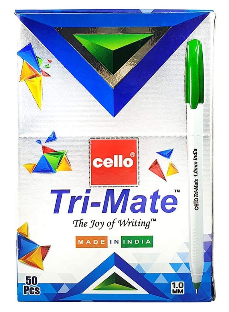 Cello قلم حبر جاف Trimate، 50 قطعة، حبر أخضر