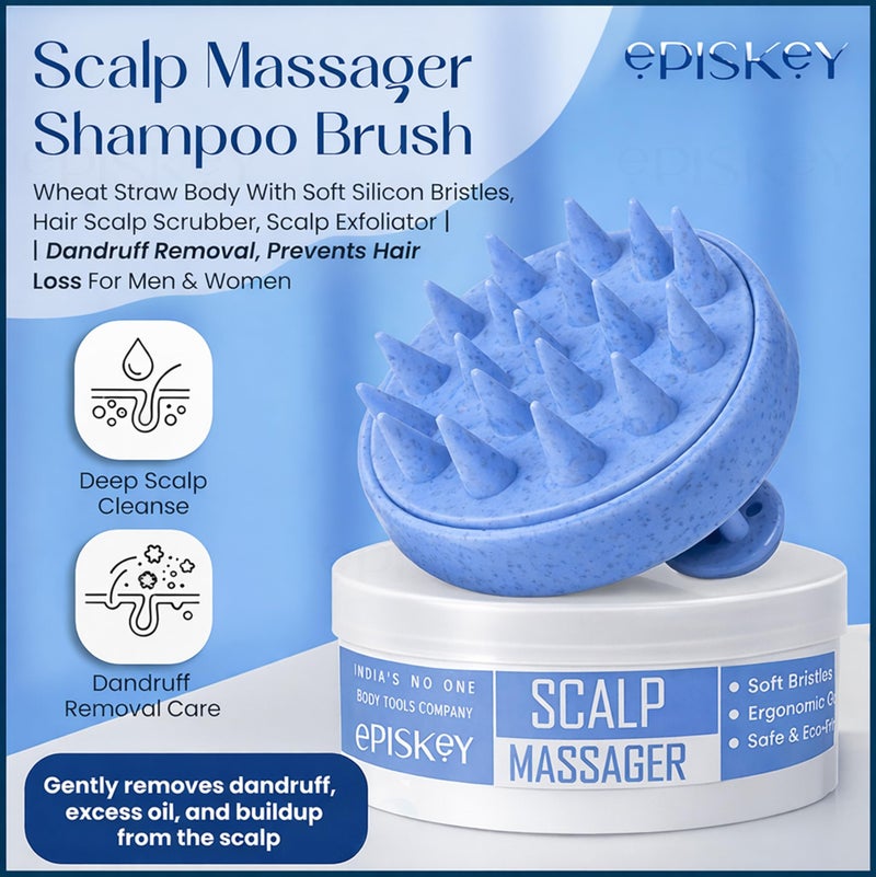 Episkey Scalp Massager Shampoo Brush, Eco-Friendly Wheat Straw Body With Soft Silicon Bristles, Hair Scalp Scrubber, Scalp Exfoliator | Dandruff Removal, Prevents Hair Loss For Men, Women (Jb-35) - Image 2