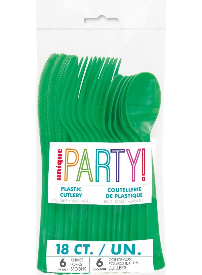 Unique 18 مجموعة متنوعة من أدوات المائدة باللون الأخضر الزمردي - Image 1