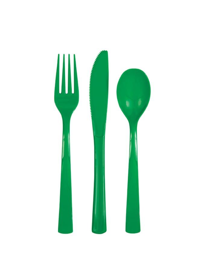 Unique 18 مجموعة متنوعة من أدوات المائدة باللون الأخضر الزمردي - Image 2