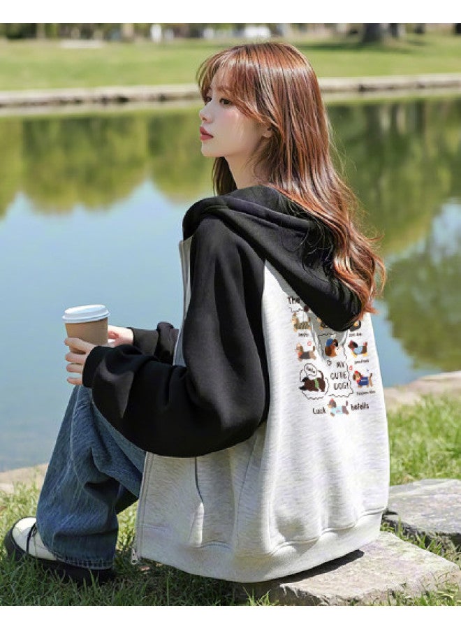 Flying in the snow Hooded Jacket Women 2025 Autumn Fashion Versatile Oversized Loose Cardigan Top - Image 1