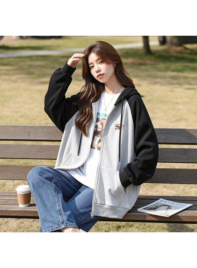Flying in the snow Hooded Jacket Women 2025 Autumn Fashion Versatile Oversized Loose Cardigan Top - Image 5