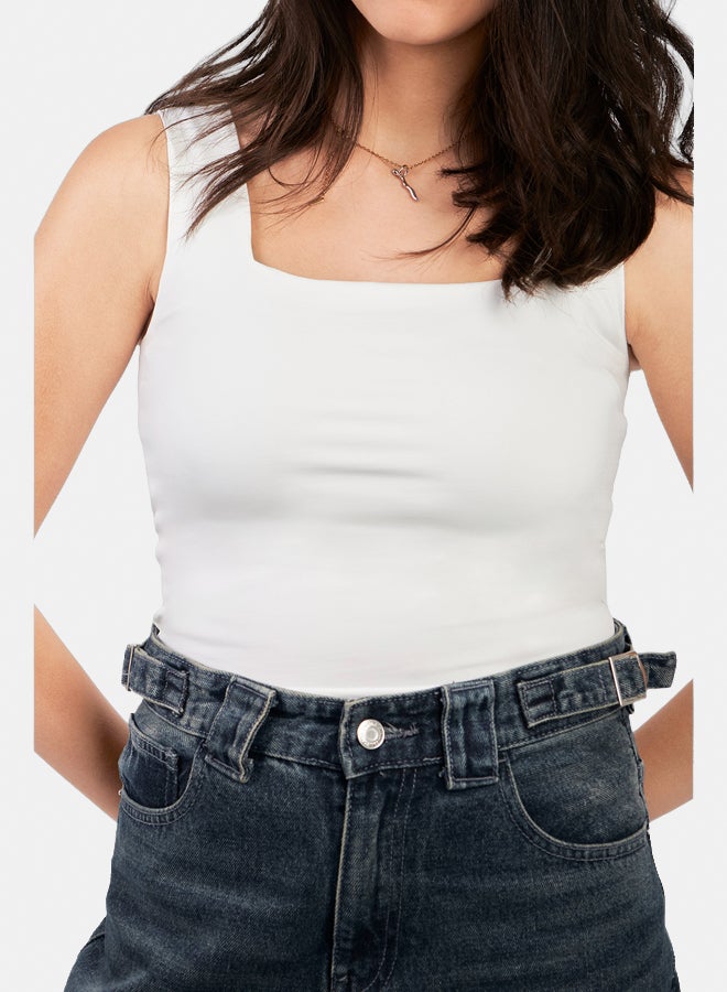 Bella vue SQUARE NECK TANK TOP - WHITE - Image 3