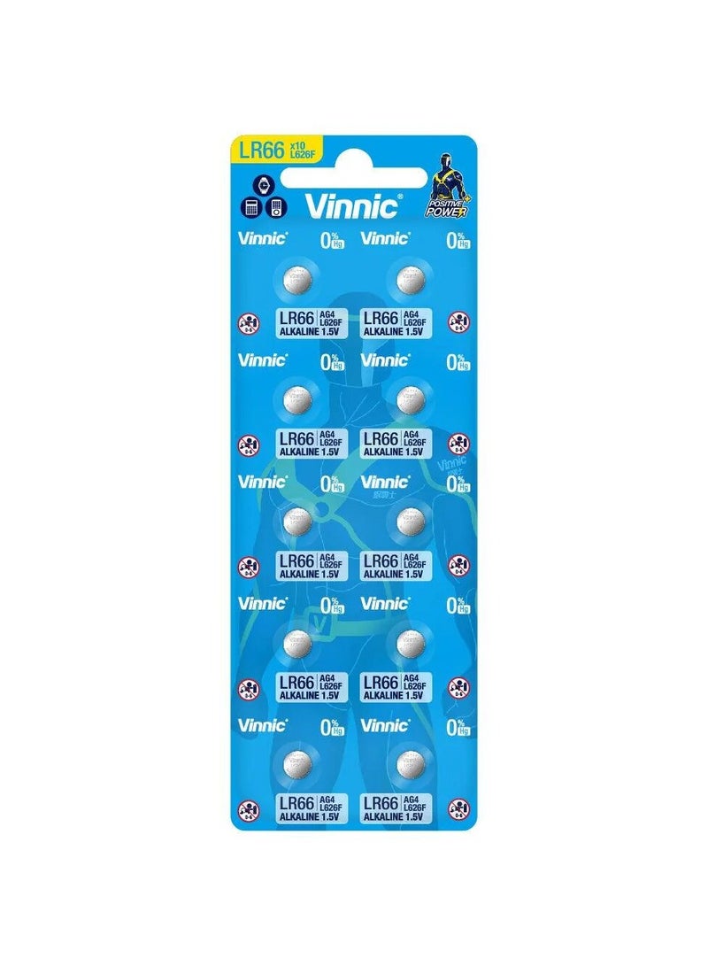 Vinnic 100-Pieces Vinnic AG4 (L626F) (LR66) Alkaline 0%Hg 1.5V Batteries - Image 3