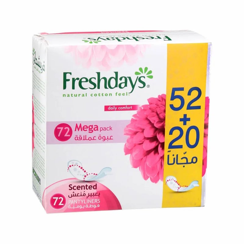 Freshdays Natural Cotton Feel Scented Pantyliners For Daily Comfort Mega Pack- 72 Pantyliners