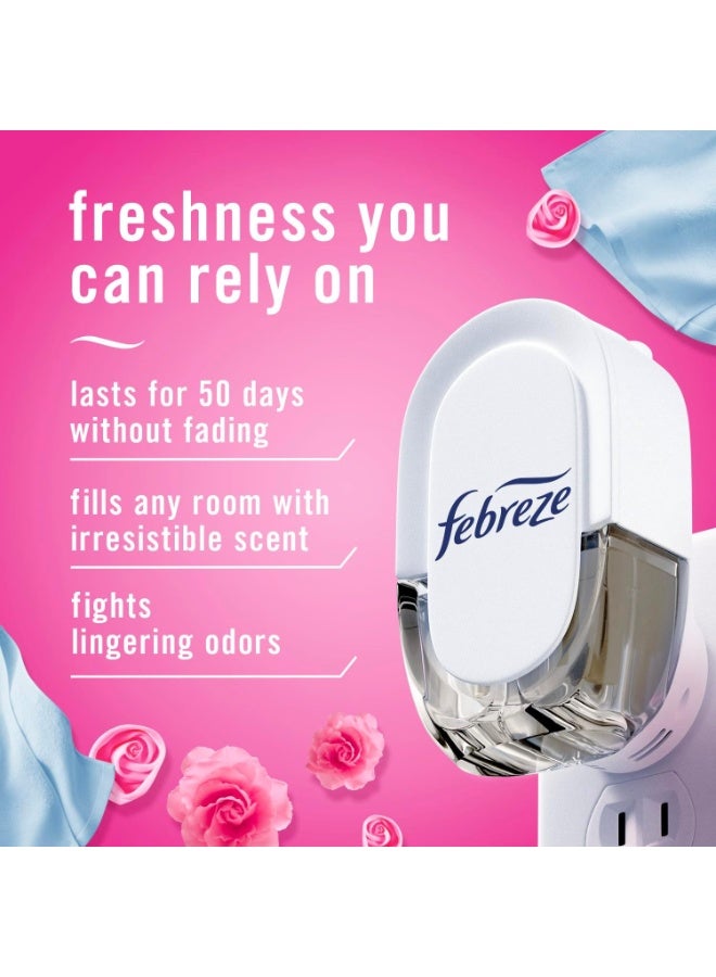 febreze Febreze Plug In Air Freshener, Odor-Fighting Scented Oil Starter Kit, Air Fresheners for Home and Bathroom and Kitchen, Long Lasting for Strong Odors, Downy April Fresh Scent, Warmer + 2 Refill - Image 2