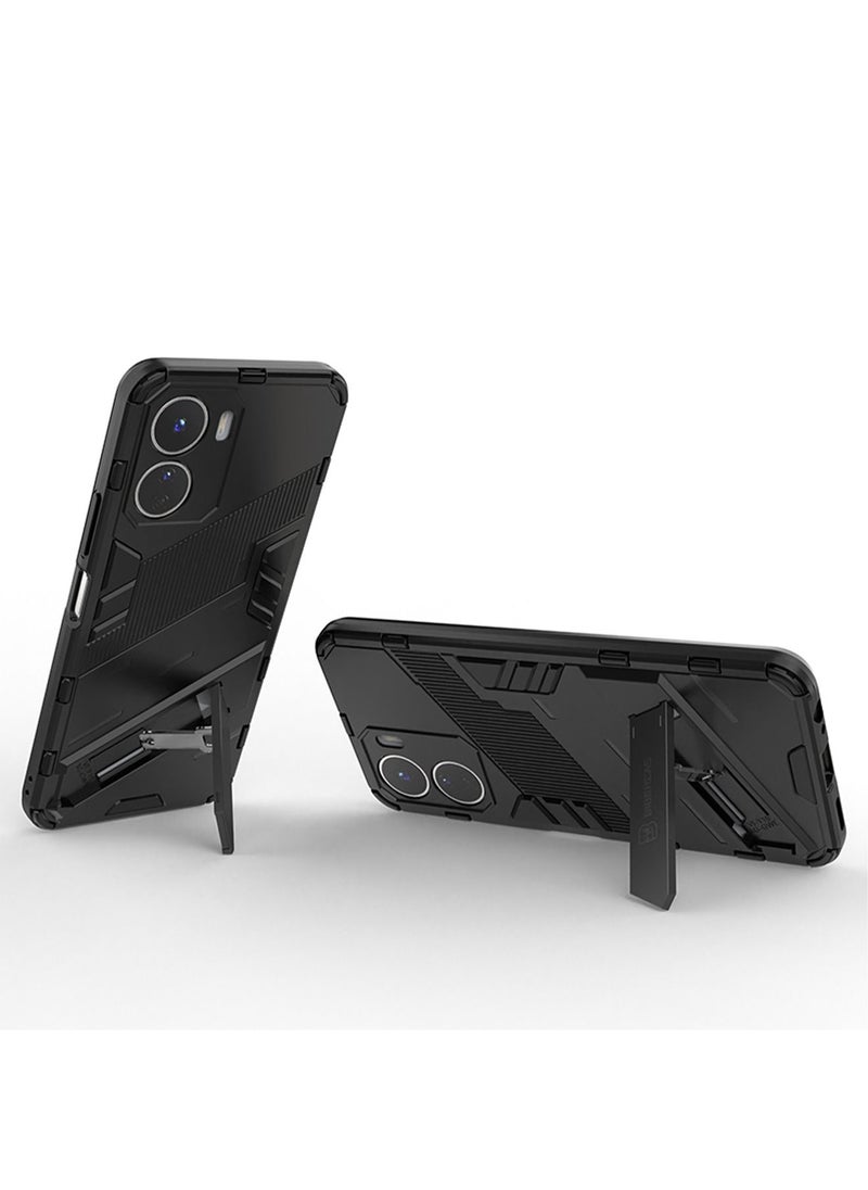 TEAM LUXURY Vivo Y16 Mobile Case Cover with Hybrid Heavy Duty Protection Shockproof Defender Kickstand Armor Back Cover with Anti-Fingerprint Anti-Scratch Protector Black  - Image 2