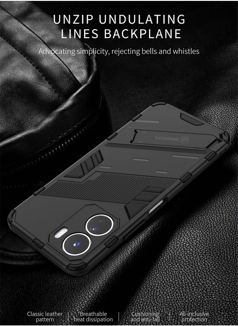 TEAM LUXURY Vivo Y16 Mobile Case Cover with Hybrid Heavy Duty Protection Shockproof Defender Kickstand Armor Back Cover with Anti-Fingerprint Anti-Scratch Protector Black  - Image 4