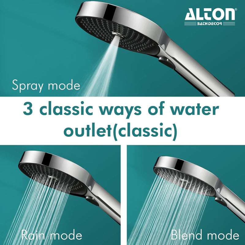 Alton ALTON SHR22390 ABS3Function 5INCH Hand Shower With SS304 Grade 15 Mtr Flexible Hose Wall Hook Silver - Image 3