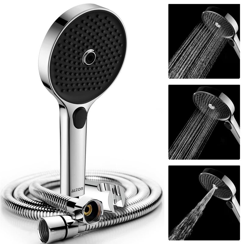 Alton ALTON SHR22390 ABS3Function 5INCH Hand Shower With SS304 Grade 15 Mtr Flexible Hose Wall Hook Silver - Image 1