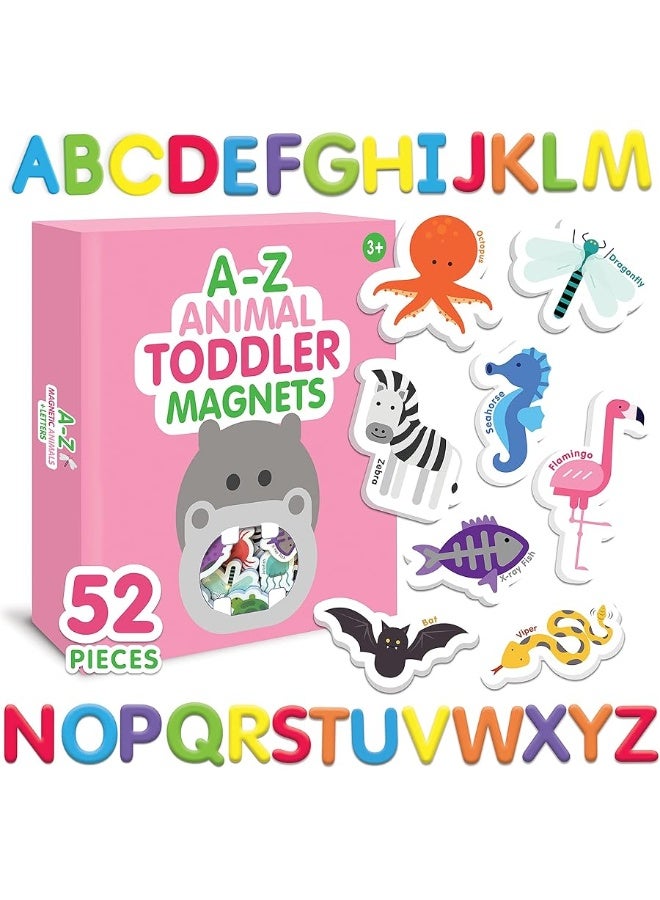 Curious Columbus Toddler Magnets  Animal Fridge Magnets for Kids  52 Refrigerator Magnets with 26 Animals  26 ABC Magnetic Letters  Foam Alphabet Learning Set for Toddlers - Image 4