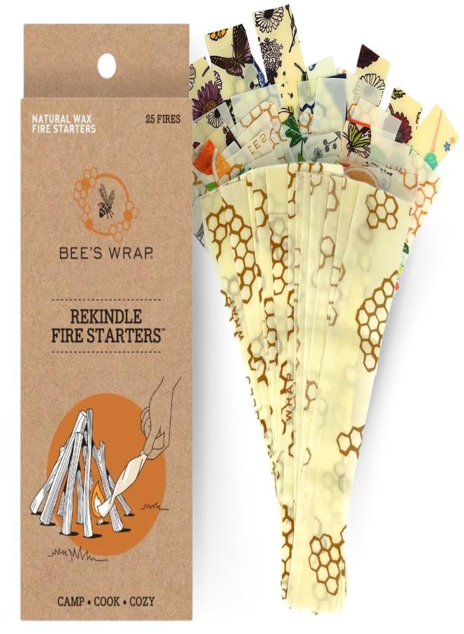 Bee's Wrap ReKindle Natural Fire Starters - 25 Fires - Made in USA Fire Starter from Organic Beeswax Wraps for Food - Safe for Indoor/Outdoor Use - Image 1