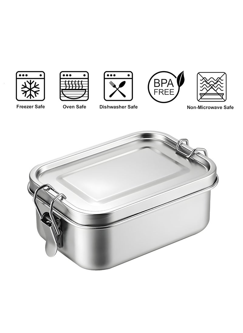BLACKSTONE - Premium Stainless Steel Lunch Box Leakproof Bento Box with Steel Lid, Silicone Gasket & Lock Clips - Single Tier, 900ML - Image 1