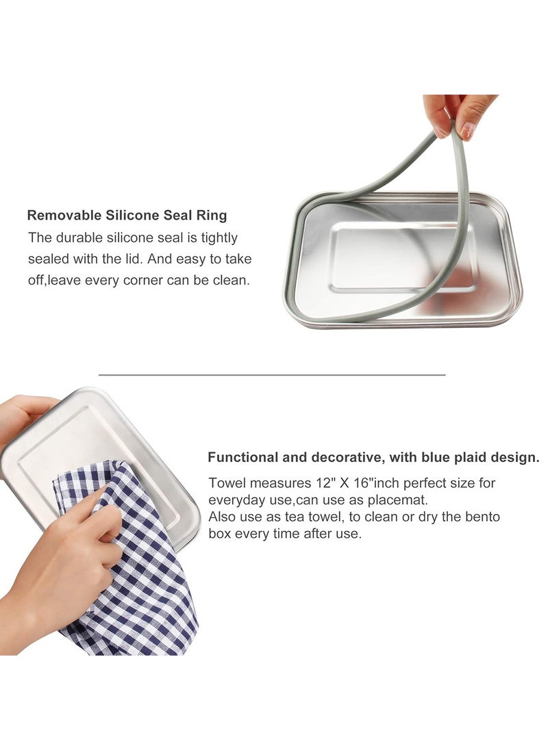 BLACKSTONE - Premium Stainless Steel Lunch Box Leakproof Bento Box with Steel Lid, Silicone Gasket & Lock Clips - Single Tier, 900ML - Image 1
