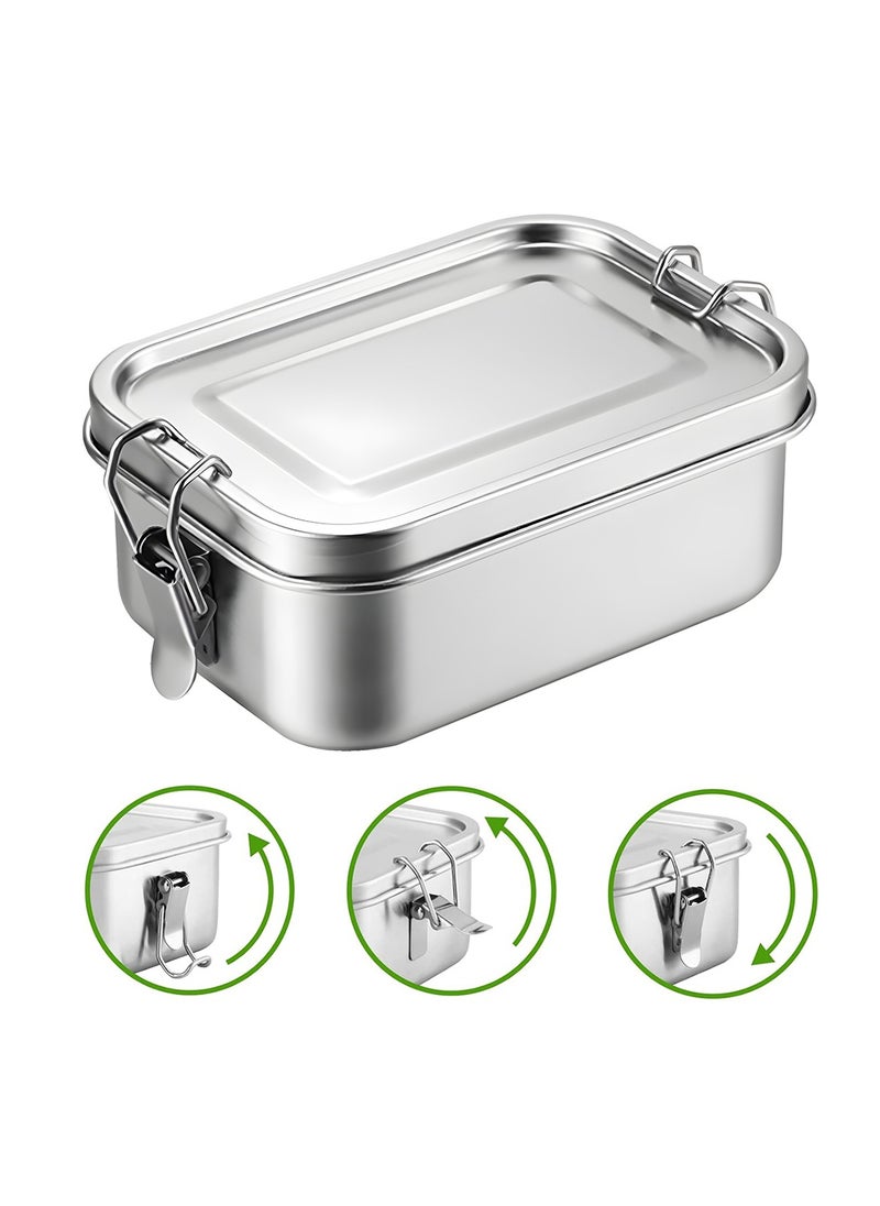 BLACKSTONE - Premium Stainless Steel Lunch Box Leakproof Bento Box with Steel Lid, Silicone Gasket & Lock Clips - Single Tier, 900ML - Image 1
