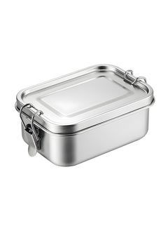 Premium Stainless Steel Lunch Box Leakproof Bento Box with Steel Lid, Silicone Gasket & Lock Clips - Single Tier, 900ML