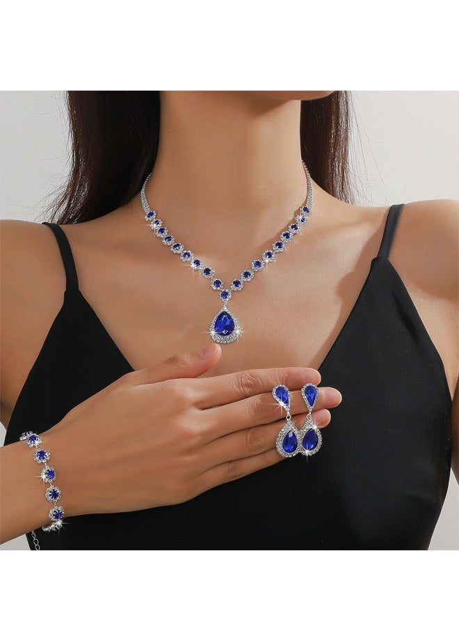 الهلياجيم العربية: أناقة فرنسية: طقم اكسسوار فضي 3 قطع (كوليه فضه، أقراط، سوار) | فضي اكسسوار متألق للنساء - Image 5