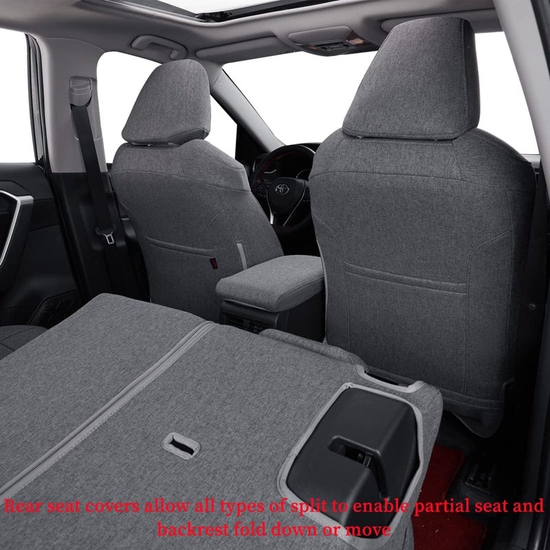 Coverdream Full Set Cloth Seat Covers for 2014-2019 Toyota Corolla L, LE, LE Eco Plus, LE Plus - Gray - Image 3